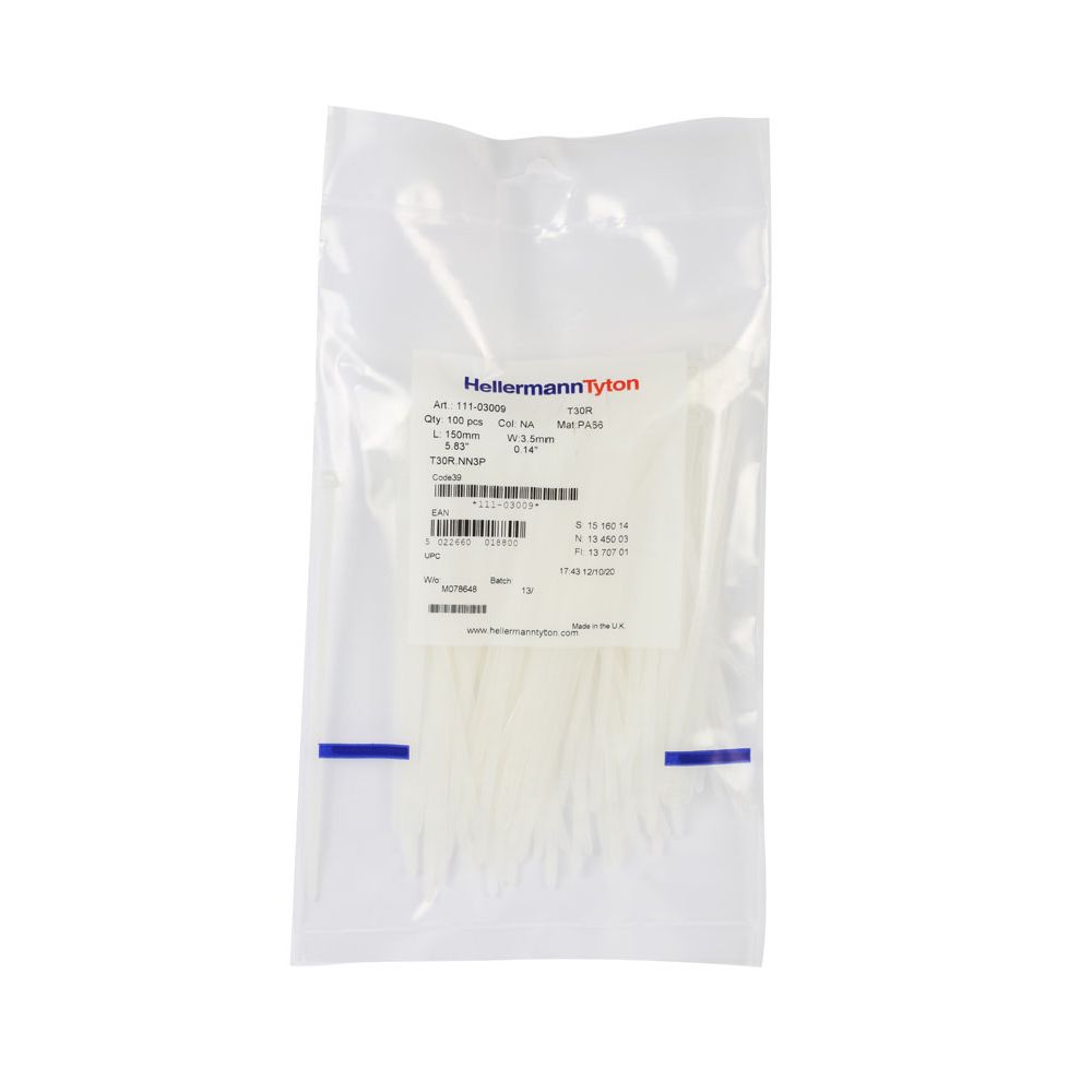 HellermannTyton buntband 150 x 3,5 mm vit 100 st.