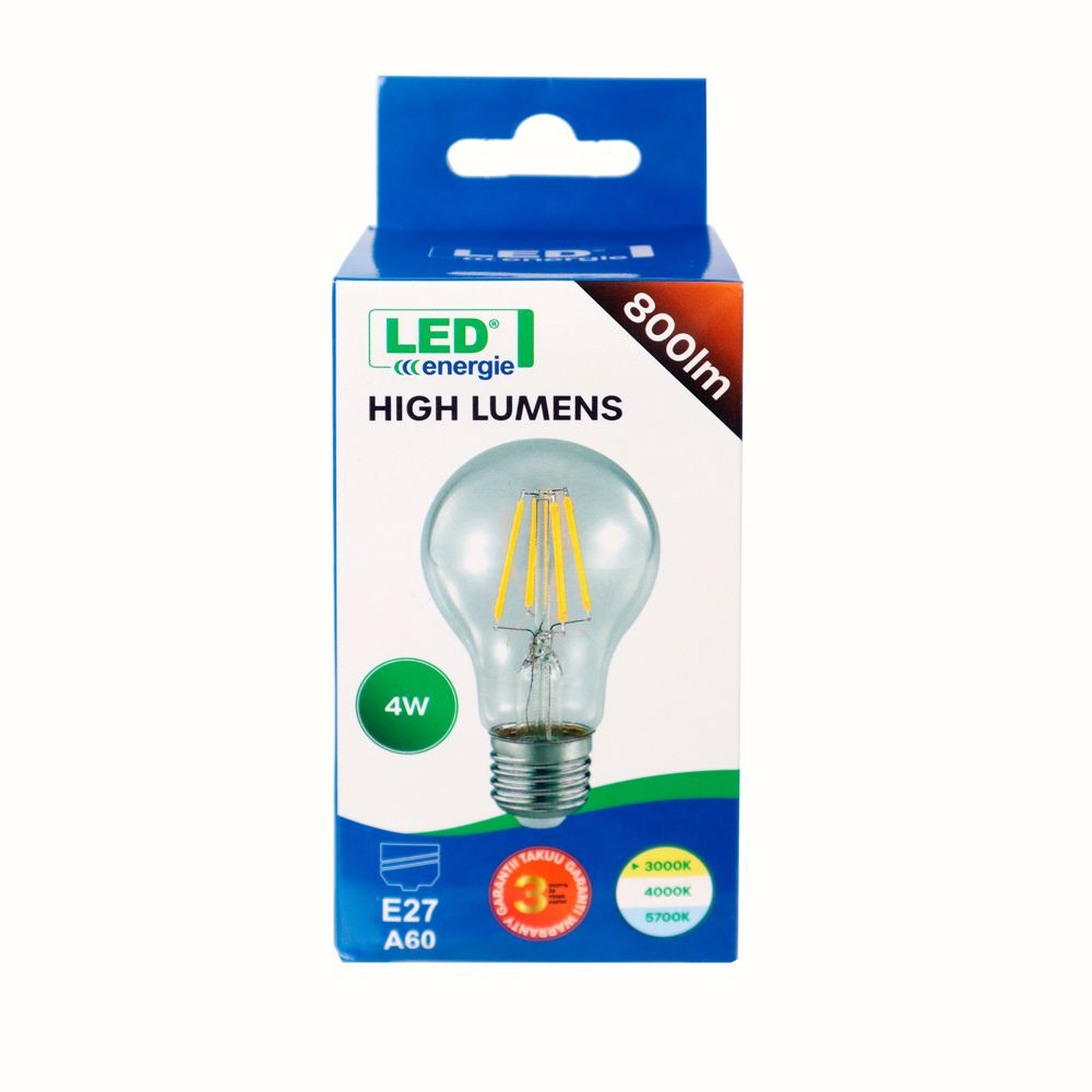 Led Energie A60 LED-lampa 4W 3000K E27
