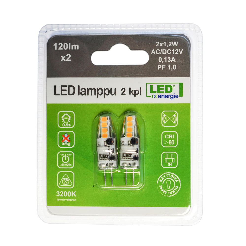LED-lampa 12 V G4 1,2 W 3200 K 160 lm 2 st.