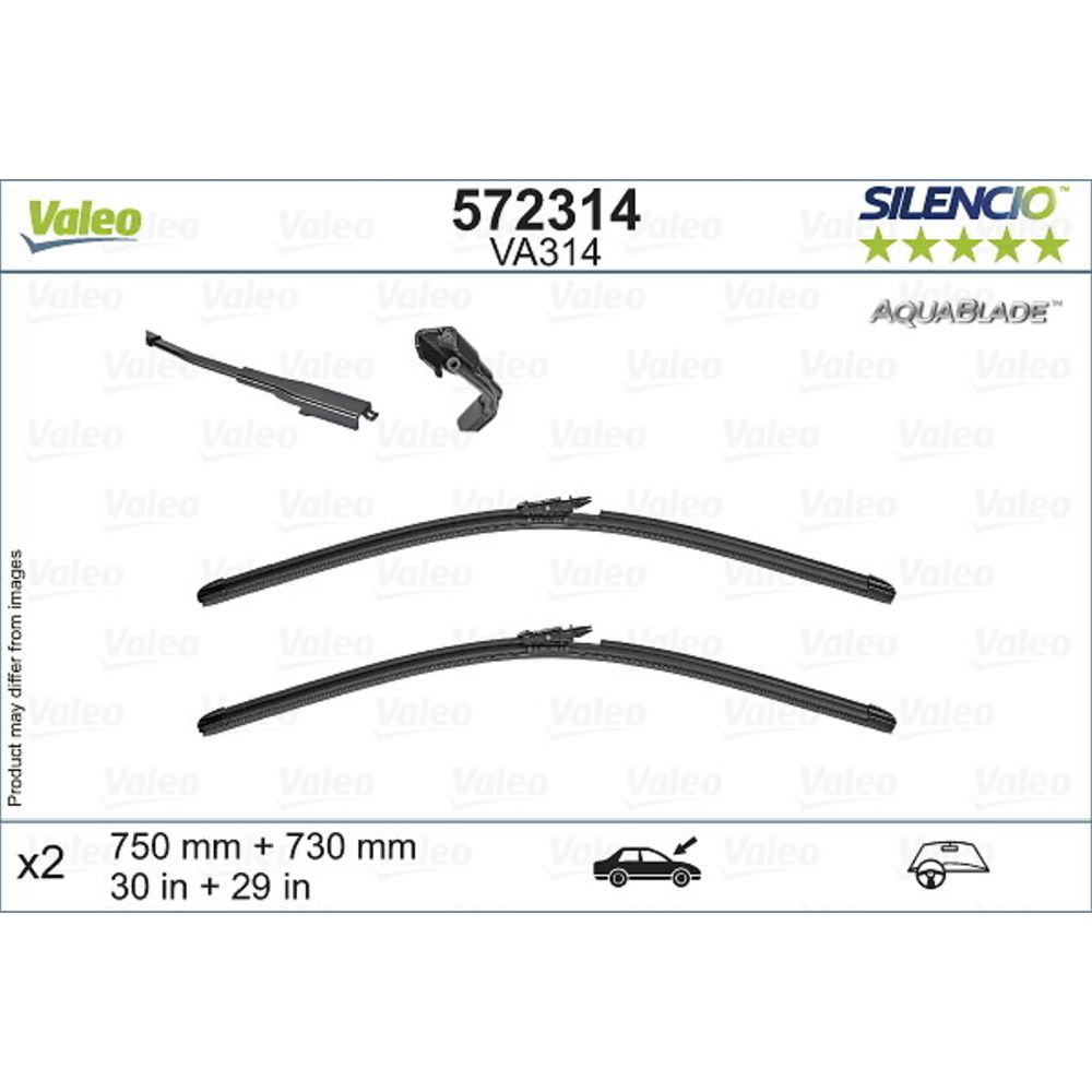 Valeo Silencio Aquablade VA314 pyyhkijänsulkapari 75 + 73 cm