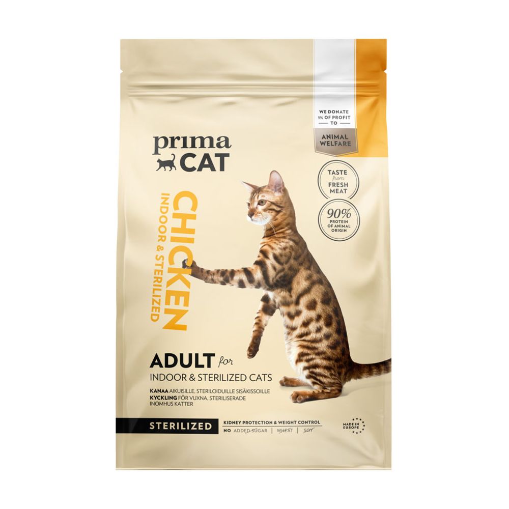 PrimaCat kyckling för steriliserade vuxna katter 4 kg