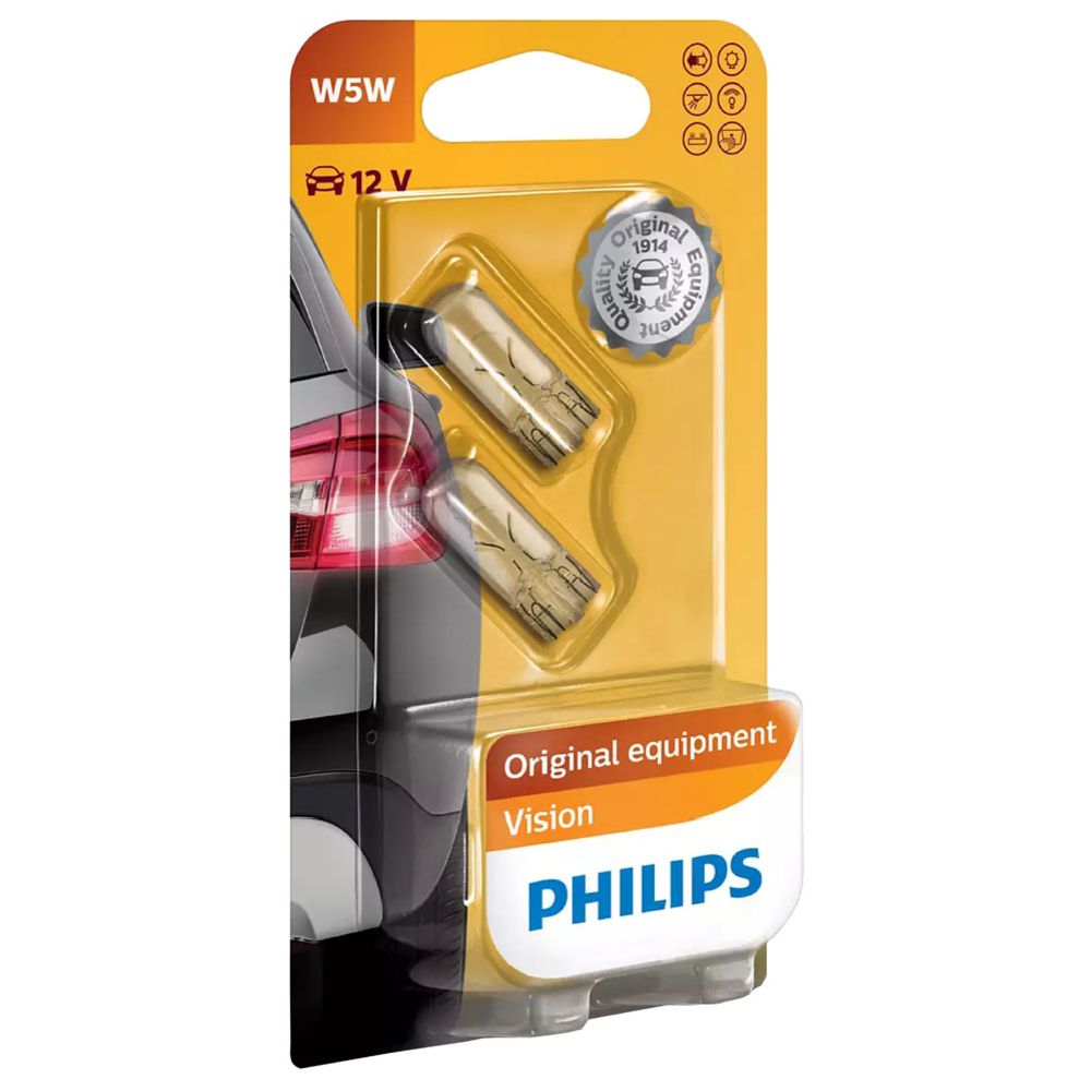 Philips lasikantapolttimopari 12 V 5 W W5W (T10)