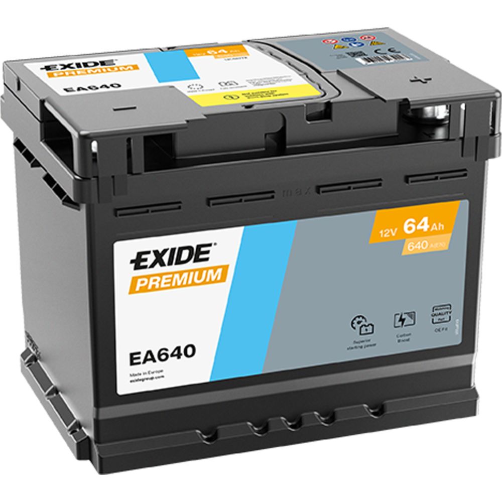 Exide EA640 64 Ah / 640 A akku P242 x L175 x K190 -+