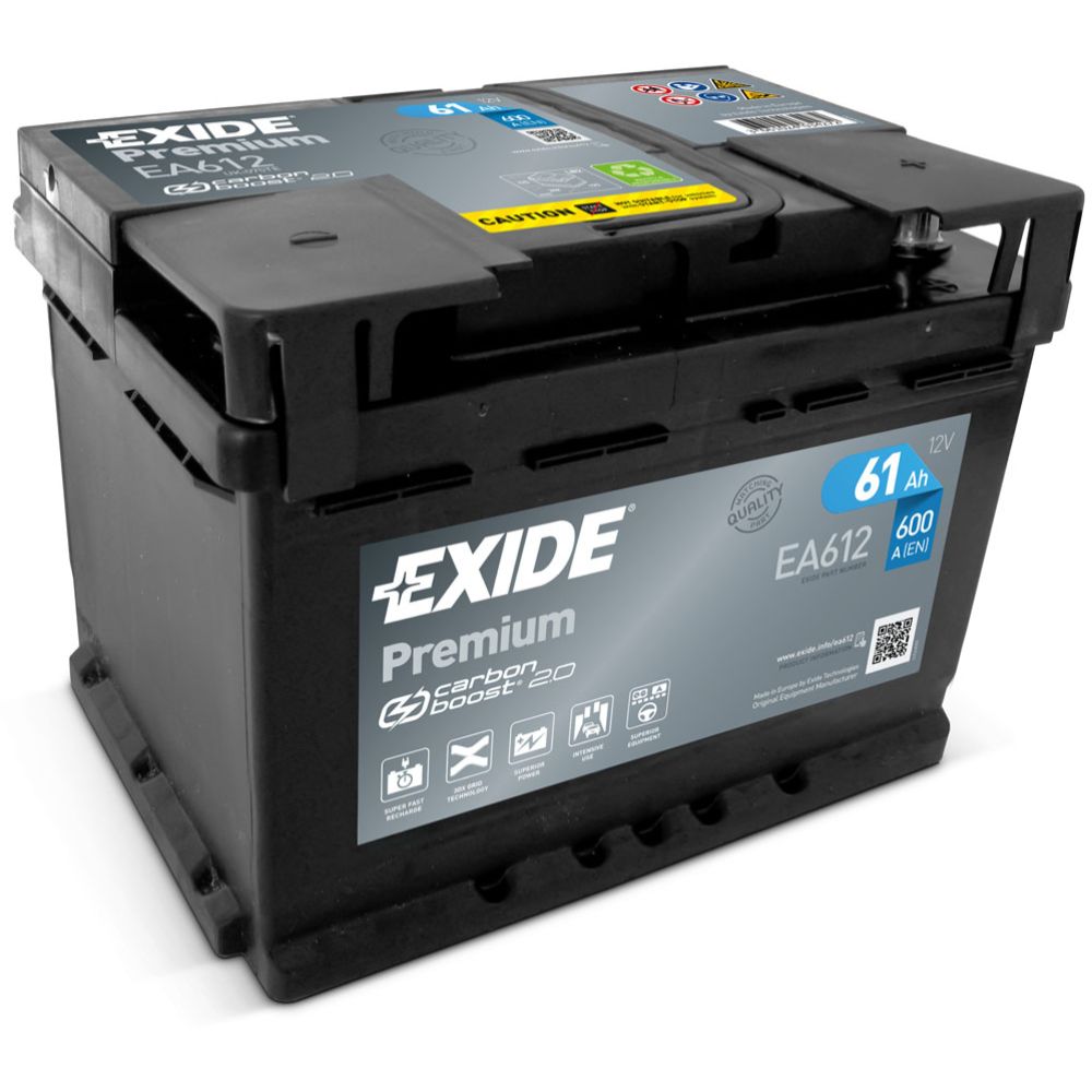 Exide EA612 61 Ah / 600 A akku P242 x L175 x K175 -+