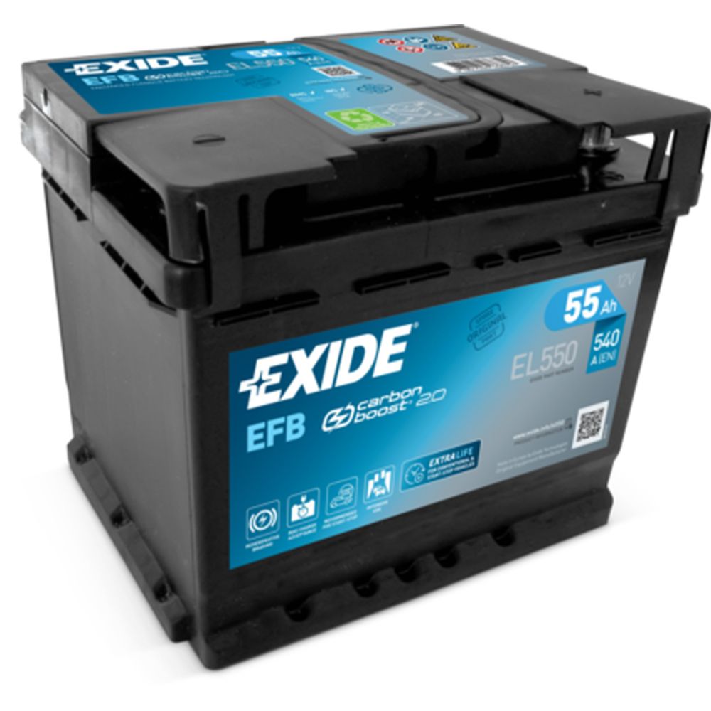 Exide EL550 55 Ah / 540 A akku P207xL175xK190 -+
