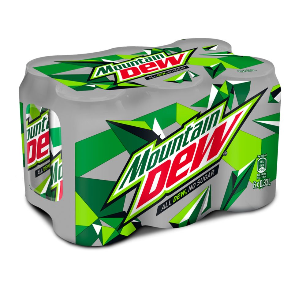 6 x Mountain Dew No Sugar virvoitusjuoma 0,33 l