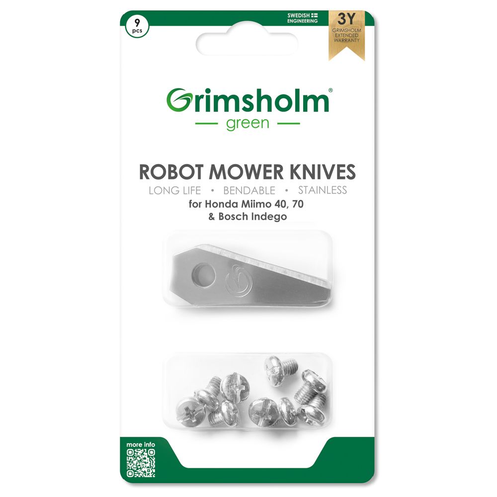 Grimsholm Green kniv till robotgräsklippare Bosch Indego, 9 st.