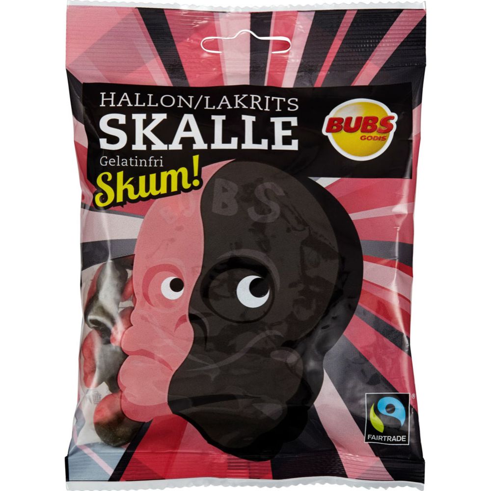 Bubs Skalle hallon/lakrits skum 90 g