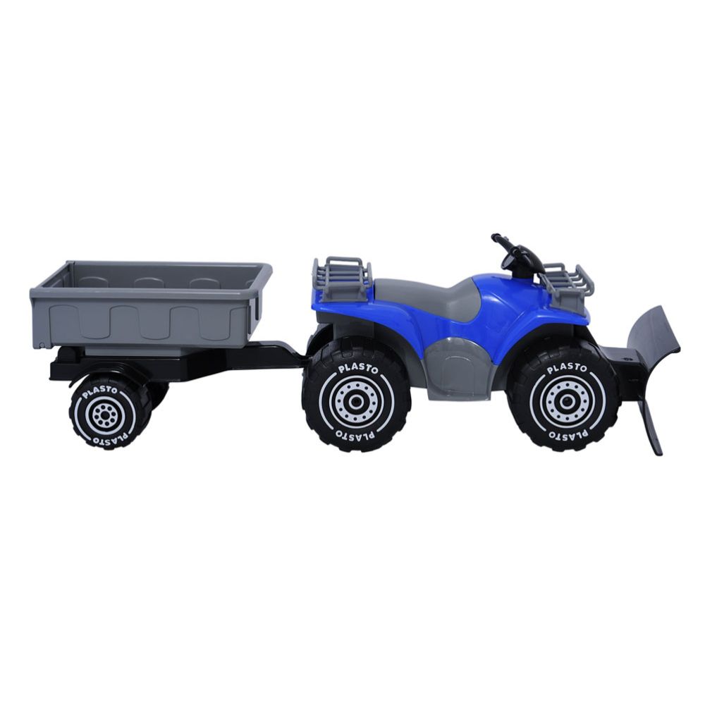 Plasto saha ja järelkäruga ATV, sinine/punane, 45 cm