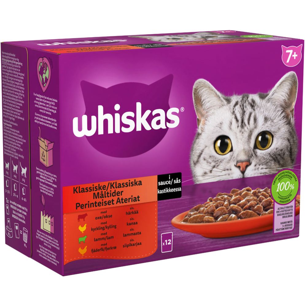 Whiskas 7+ klassisk meny i sås 12 x 85 g
