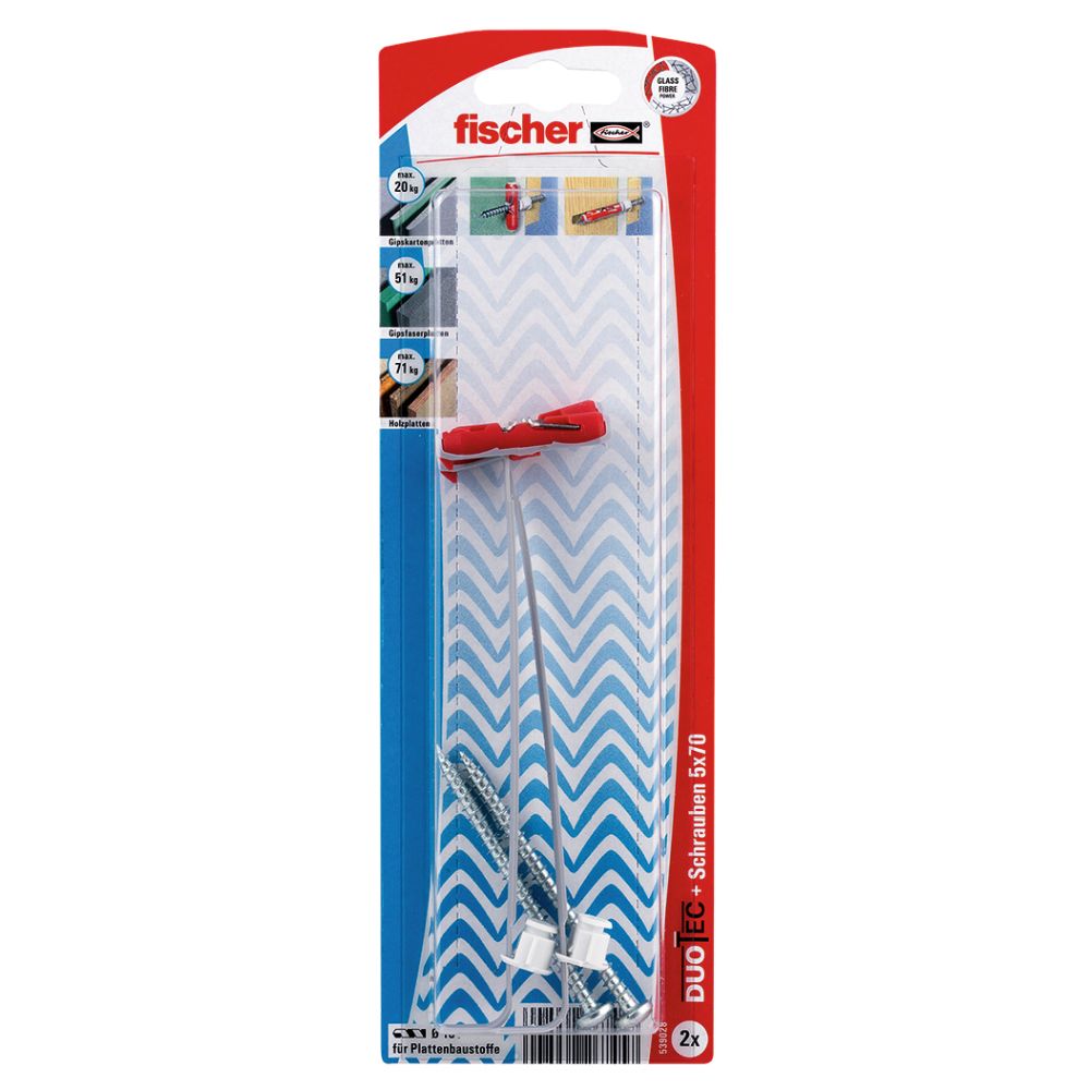 Fischer Duotec gipsskivplugg med skruv 2 st.