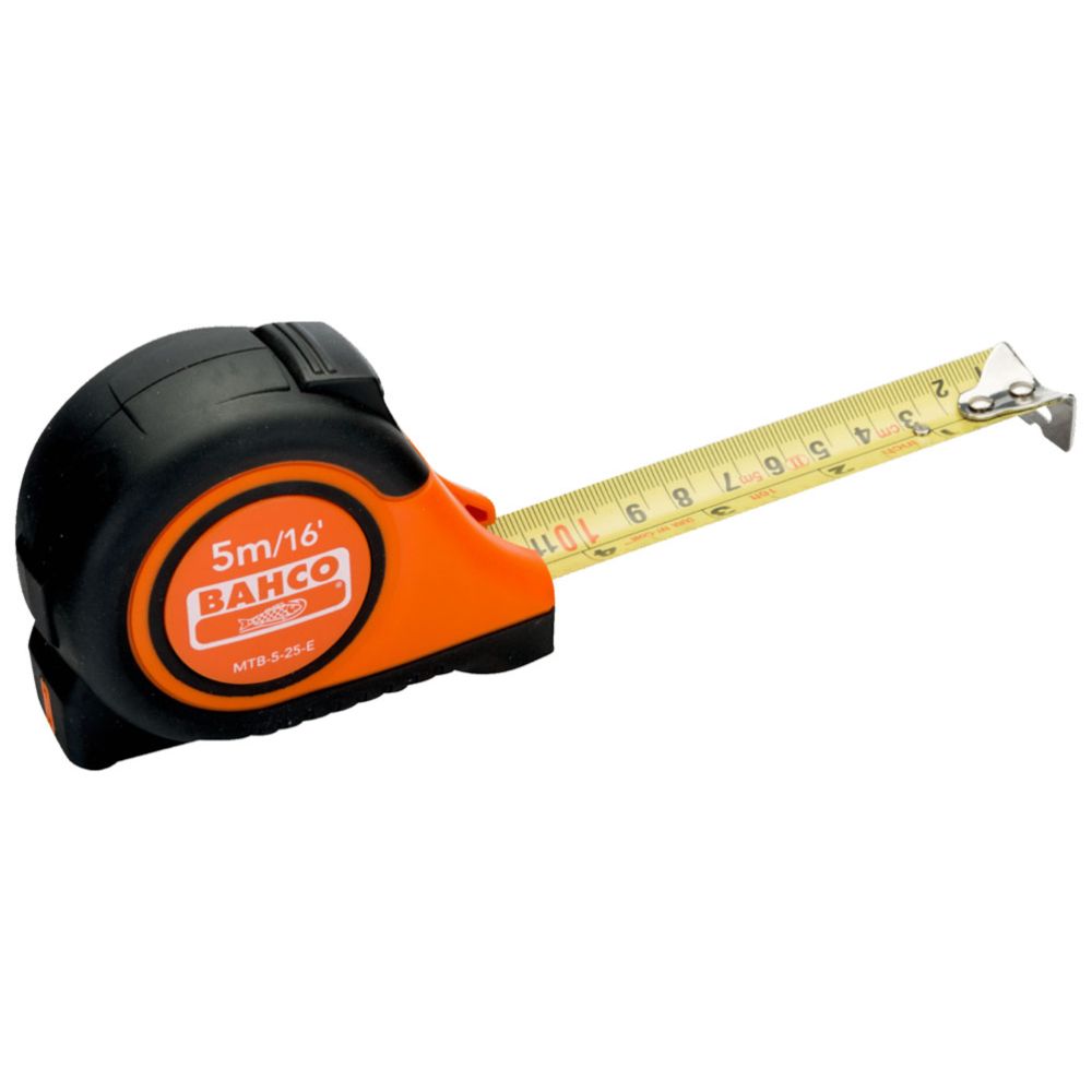 Bahco MTB-5-25-M-E automaatlukustusegamõõdulint, millimeetrid & tollid, 25 mm, 5 m, 16`