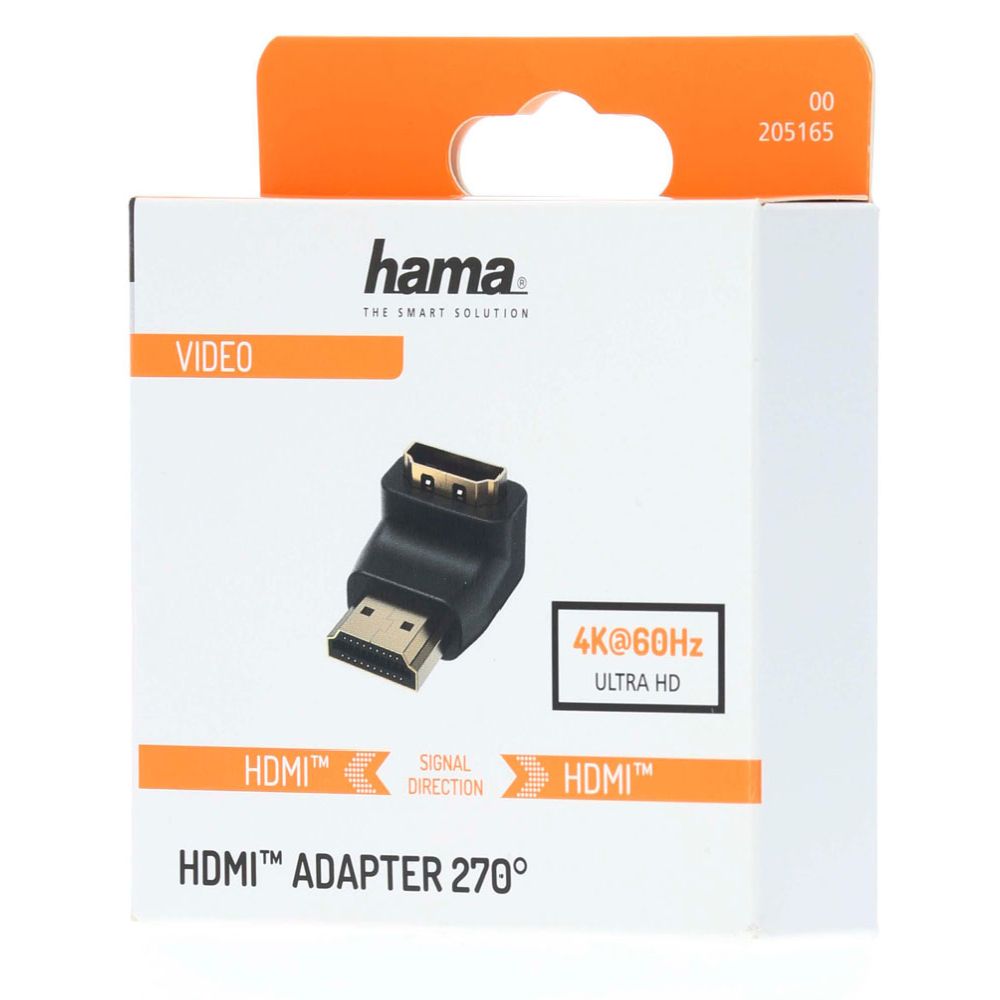 Hama HDMI-kulma-adapteri, HDMI uros - HDMI naaras, 270°, 4K