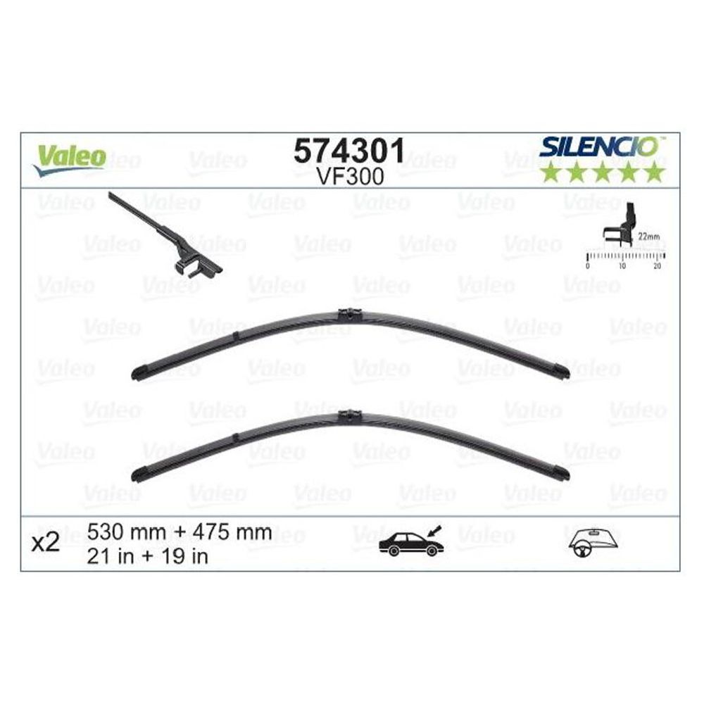 Valeo X-trm VM300/VF300 pyyhkijänsulkapari 53 + 47,5 cm