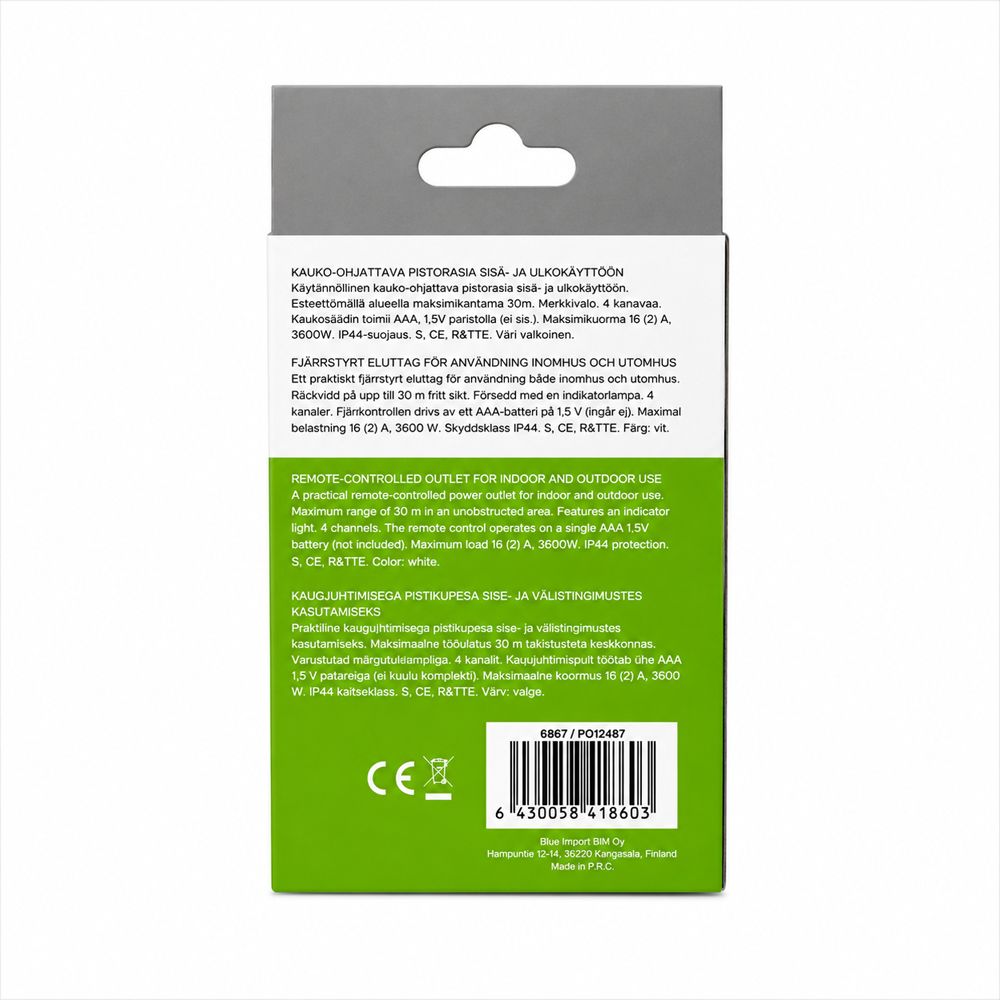 Emax kaugjuhitav pistikupesa, IP44, 3600 W