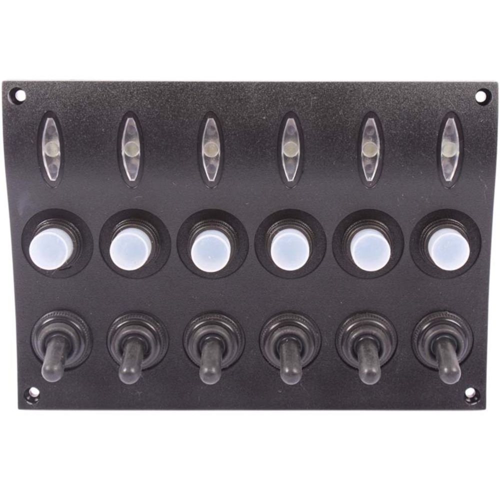 LED-strömbrytarpanel med 6 vippströmbrytare