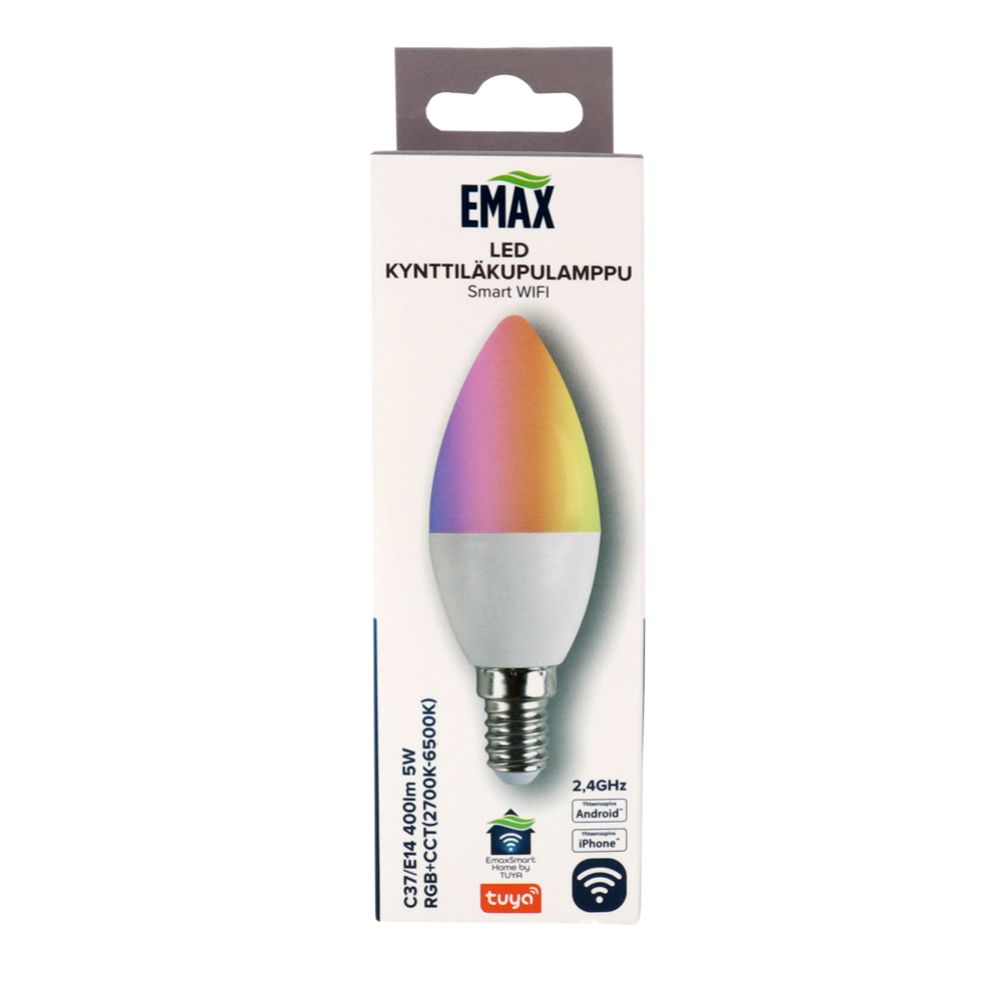 Emax Smart Home LED-kynttilälamppu E14 5W RGB+CCT