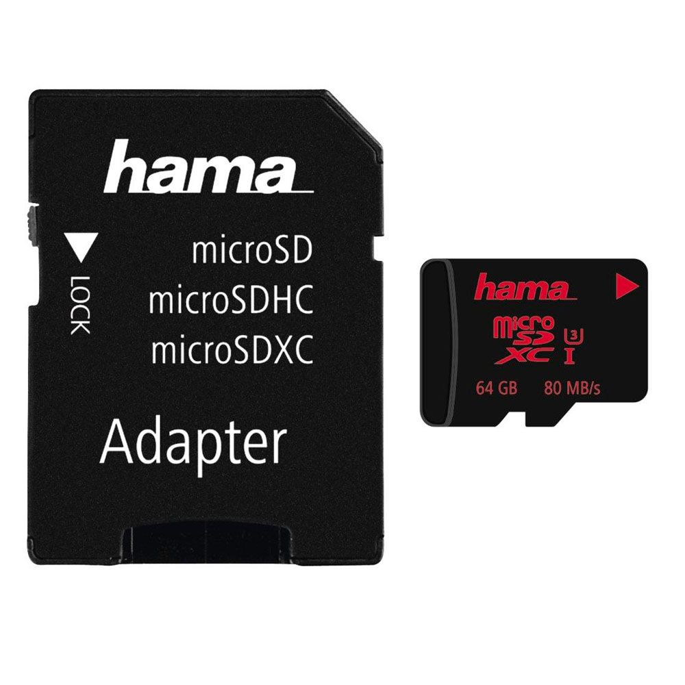 Hama microSDXC muistikortti 128GB UHS Speed Class 3 UHS-I 80MB/s + Adapteri