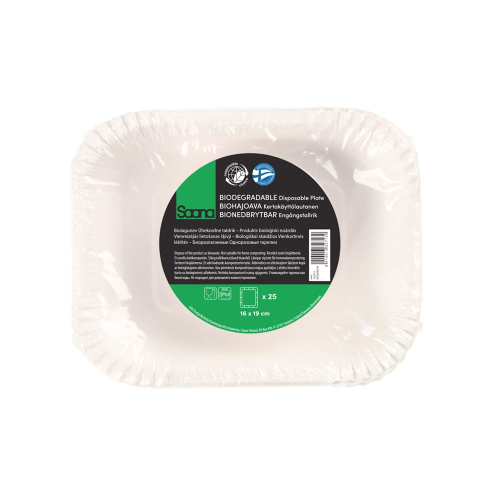 Saana papperstallrik grill bio 16 x 19 cm 25 st.