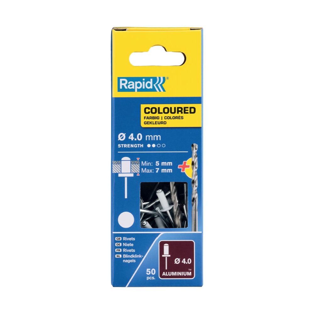 Rapid popnit aluminium vit 4,0 x 10 mm 50 st + borr