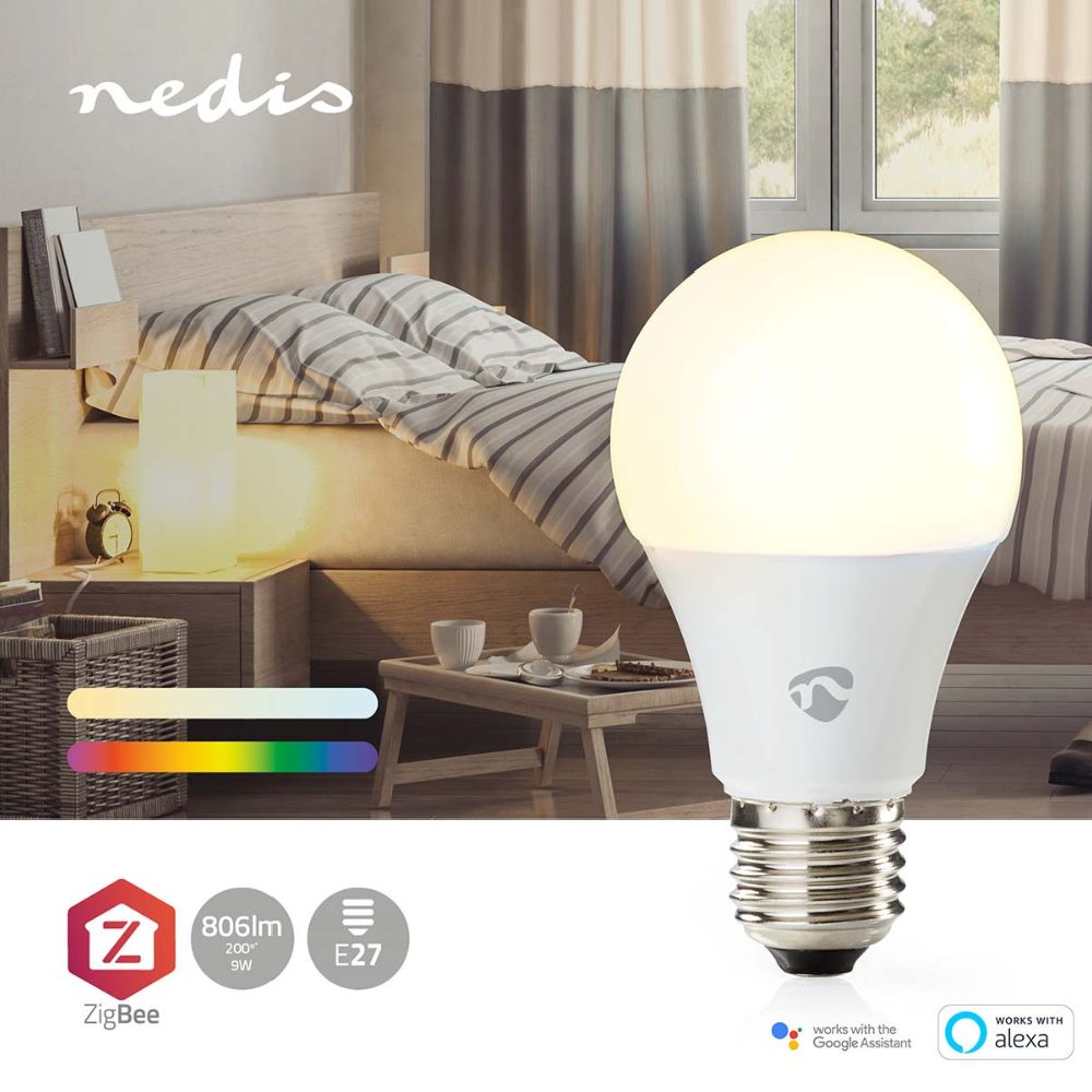 Nedis SmartLife Zigbee 3.0 klotlampa E27 RGB-färger och vitt