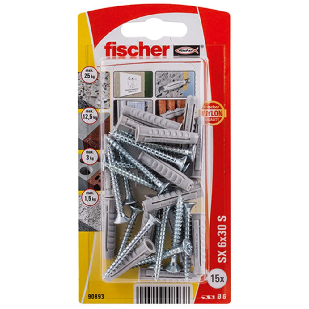 Fischer SX nailontulppa ruuvilla 8 x 40 mm 10 kpl