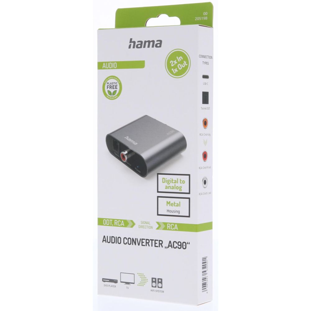 Hama AC90 digitaalinen audiomuunnin Toslink RCA
