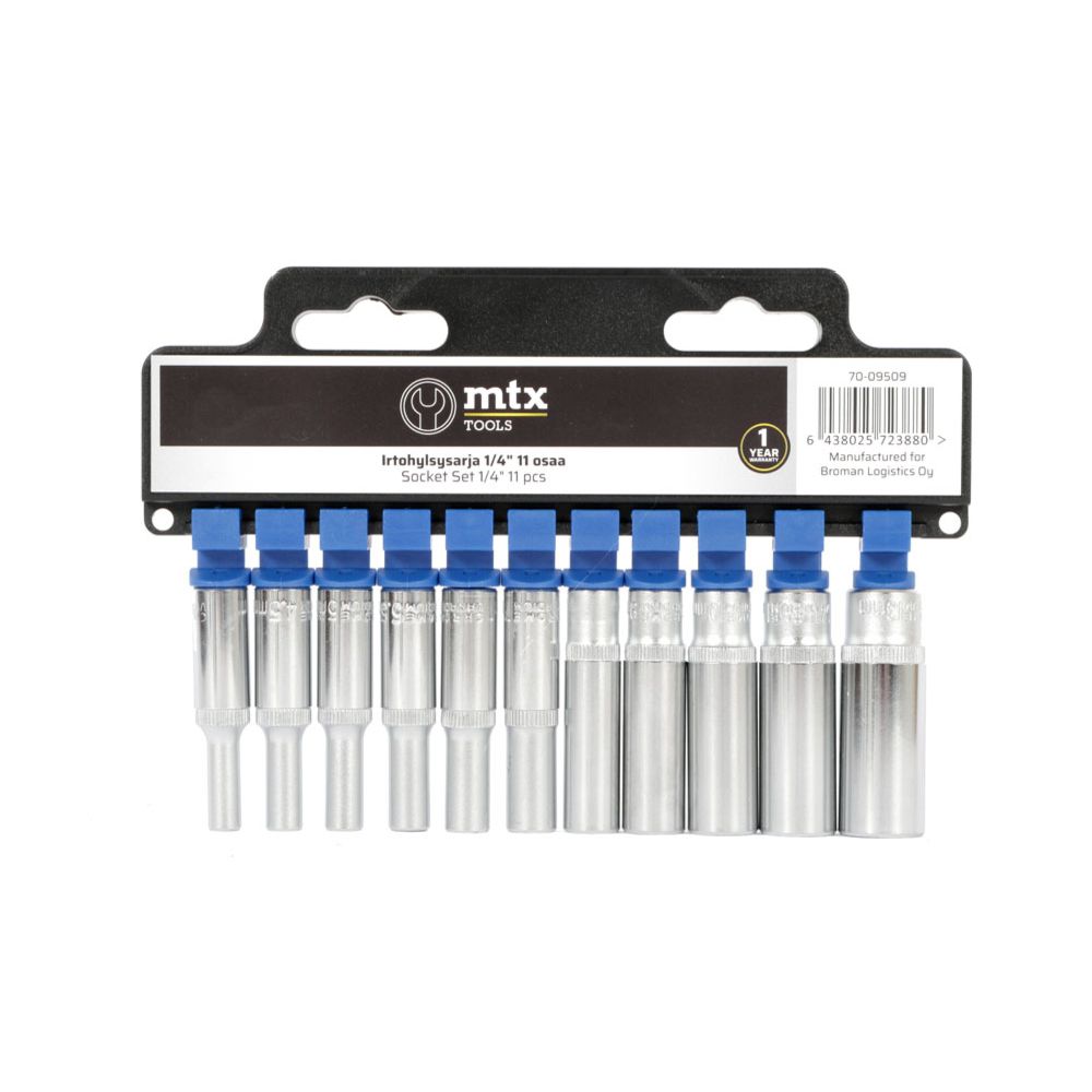 MTX Tools Basic bitshylssats lång 4–13 mm 1/4" 11 delar