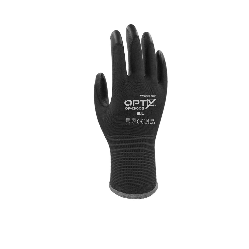 Wonder Grip Opty asentajankäsineet musta 12 pr koko 6