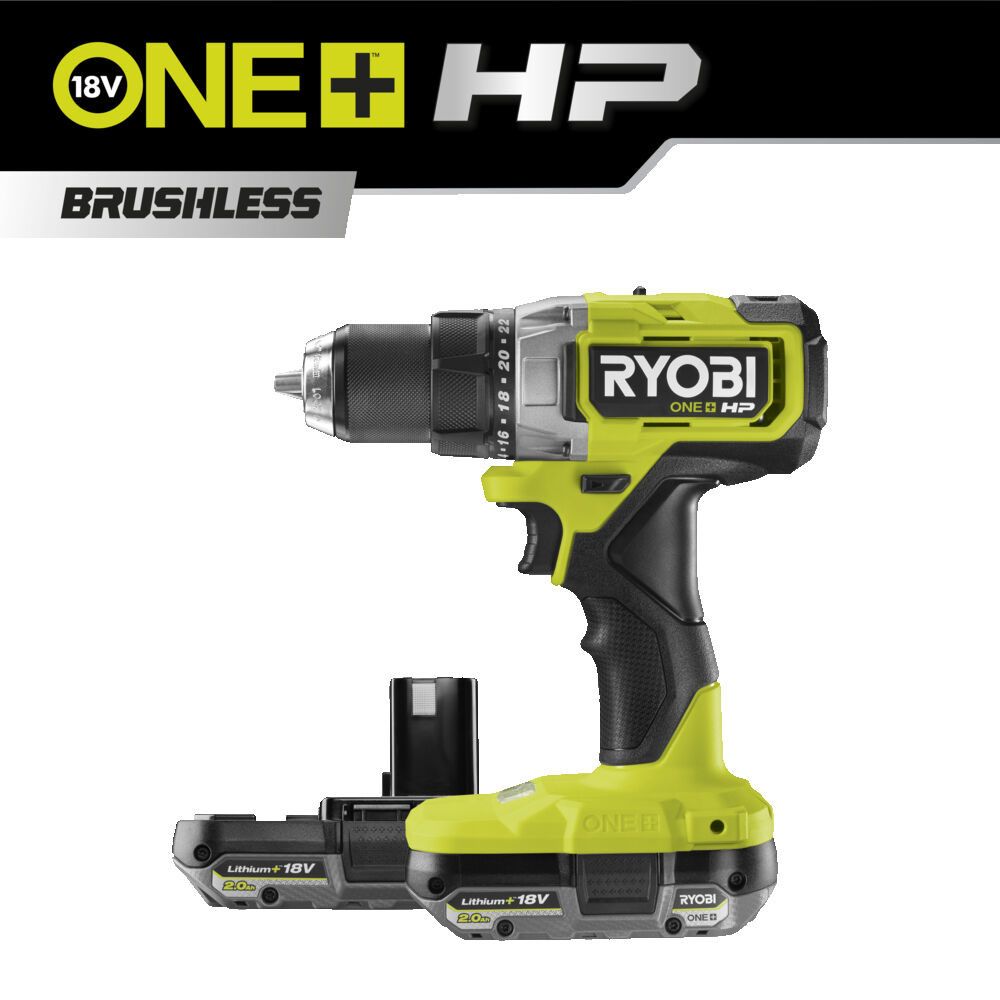 Ryobi ONE+ HP harjadeta akutrell, RDD18X-220S (2 x 2,0 Ah)