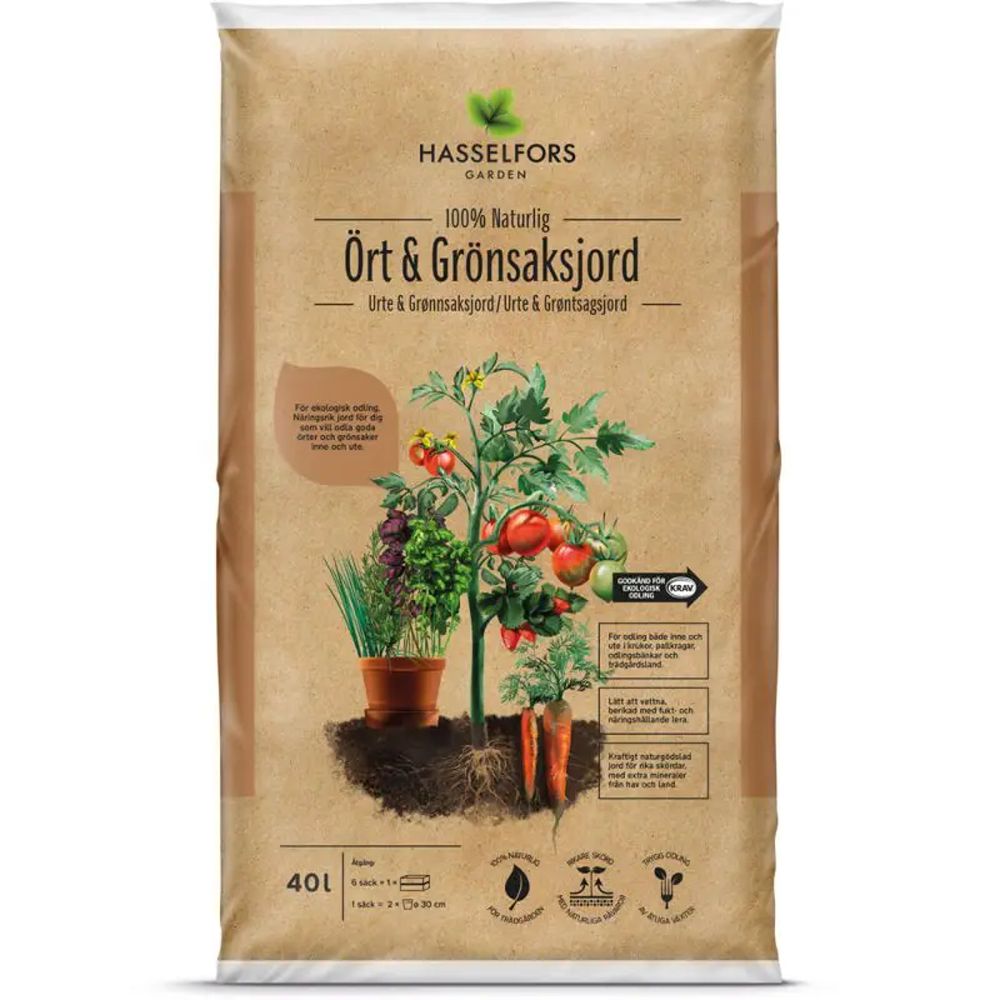Hasselfors Garden ört- och grönsaksjord 40 L