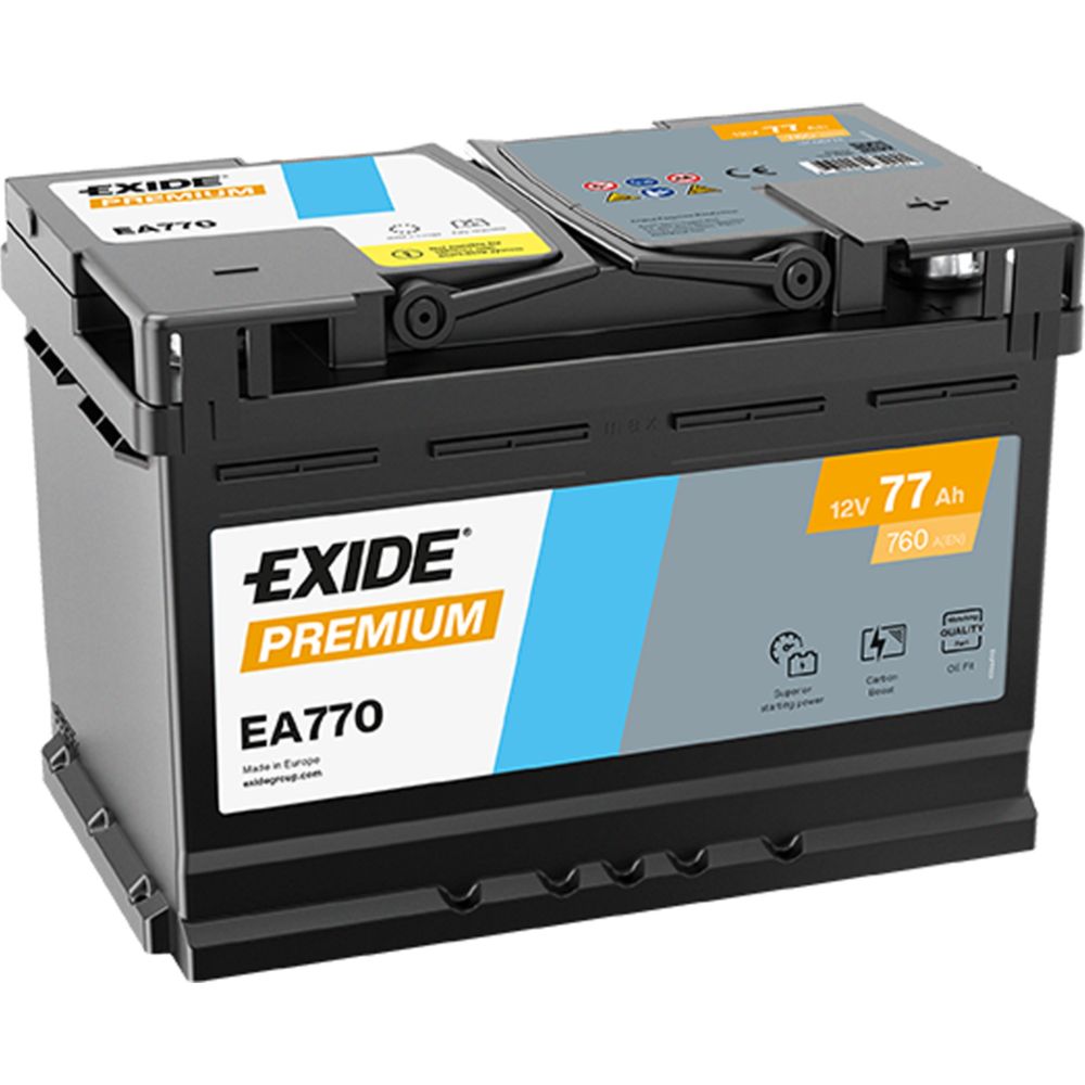 Exide EA770 77 Ah / 760 A batteri L278 x B175 x H190 -+