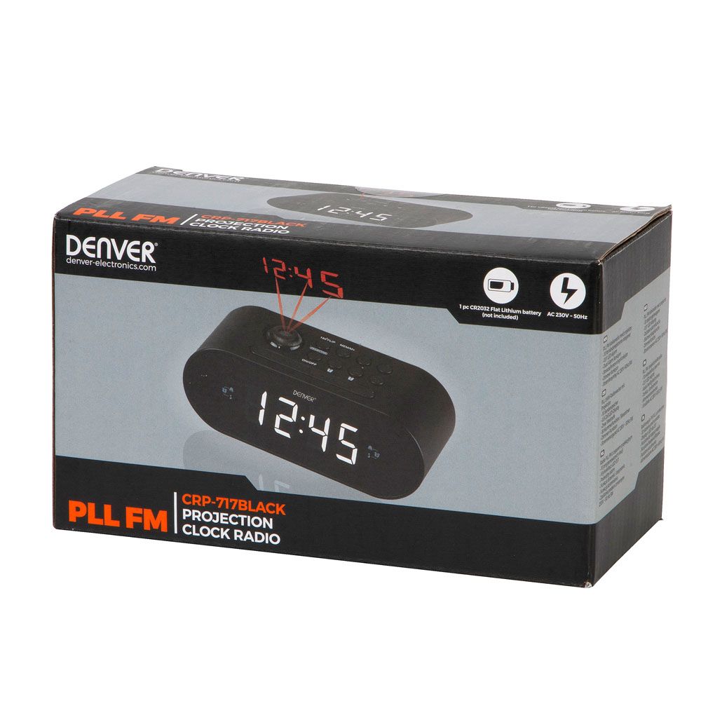 Denver CRP-717 klockradio med projektor, svart
