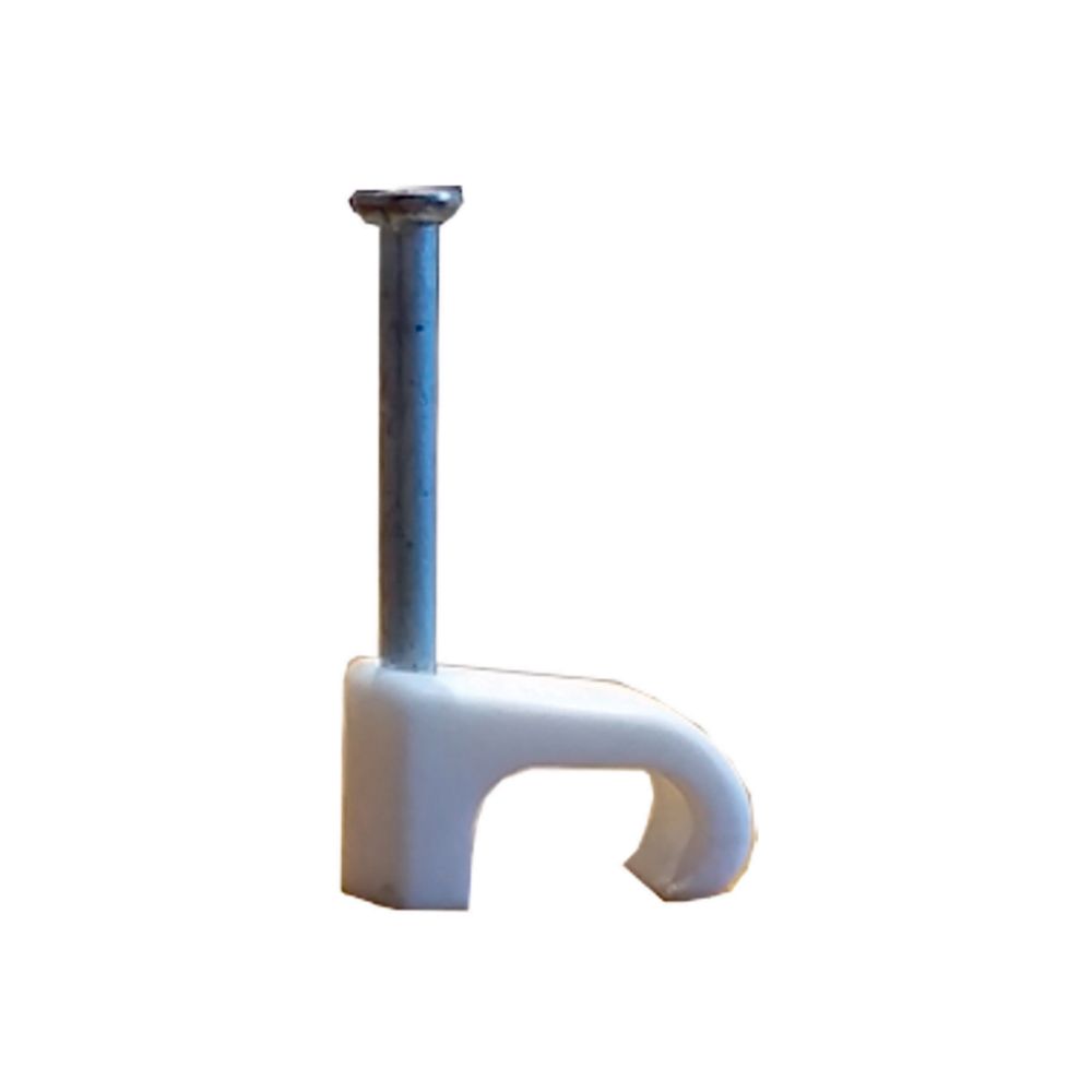 Litteä naulakiinnike 2 x 6 mm² kaapelille, valkoinen 50 kpl