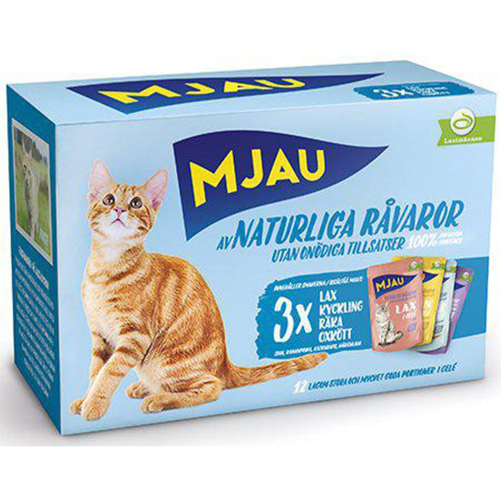 Mjau Pouch multipack kött- & fisk i gelé 12 x 85 g