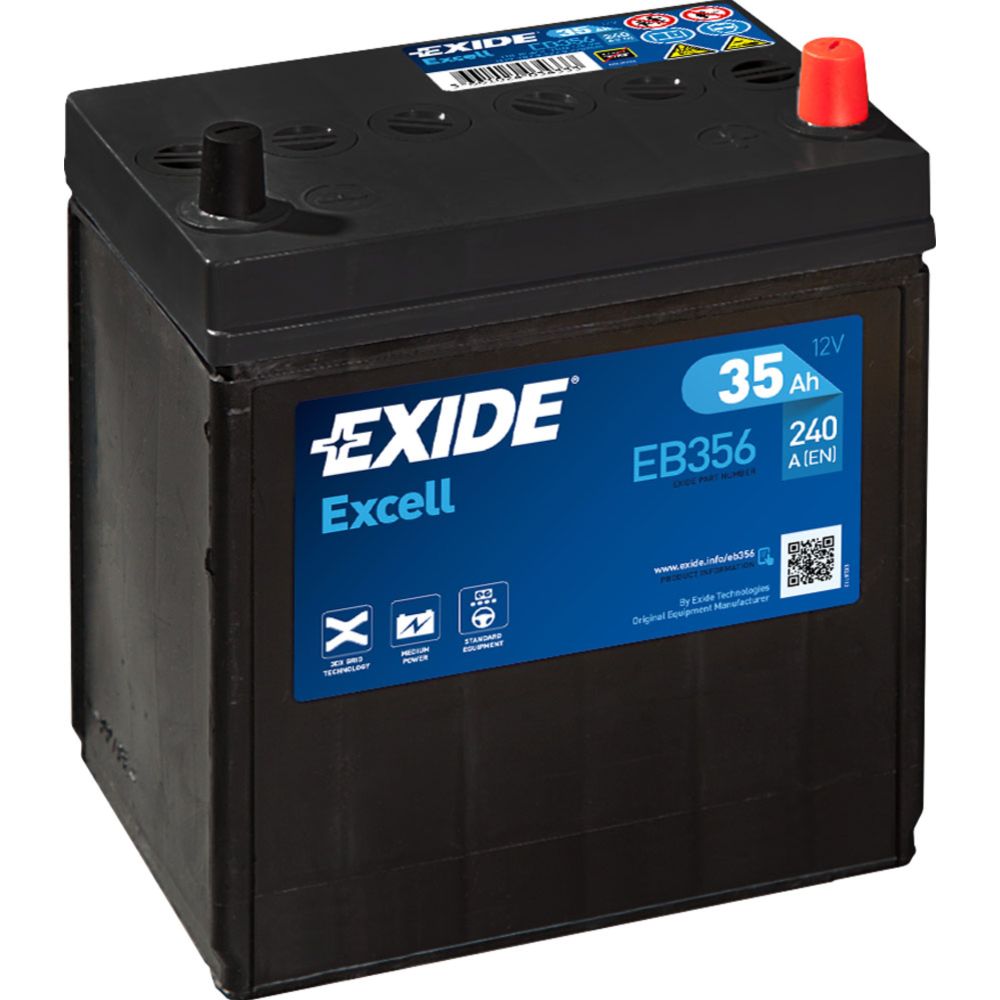 Exide EB356 35 Ah / 240 A akku P187 x L127 x K220 -+