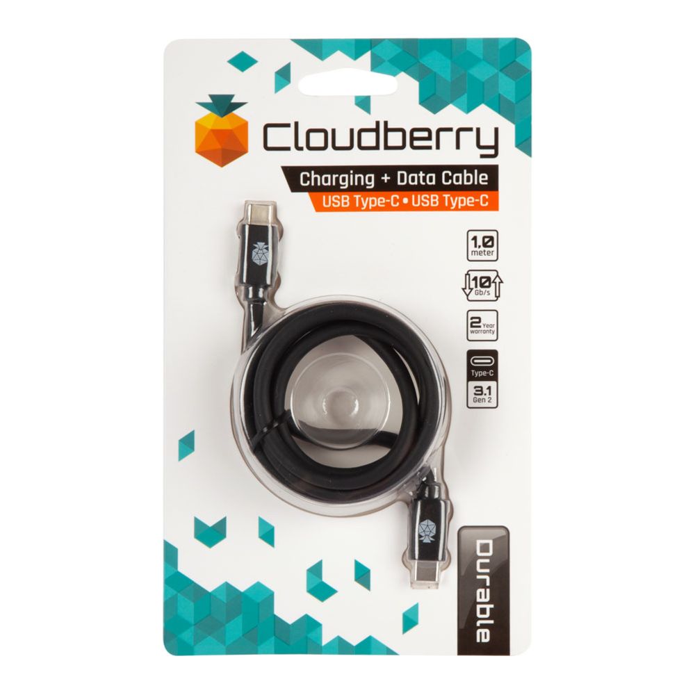 Cloudberry USB Type-C 3.1 - USB Type-C 3.1 datakaapeli 1 m, musta