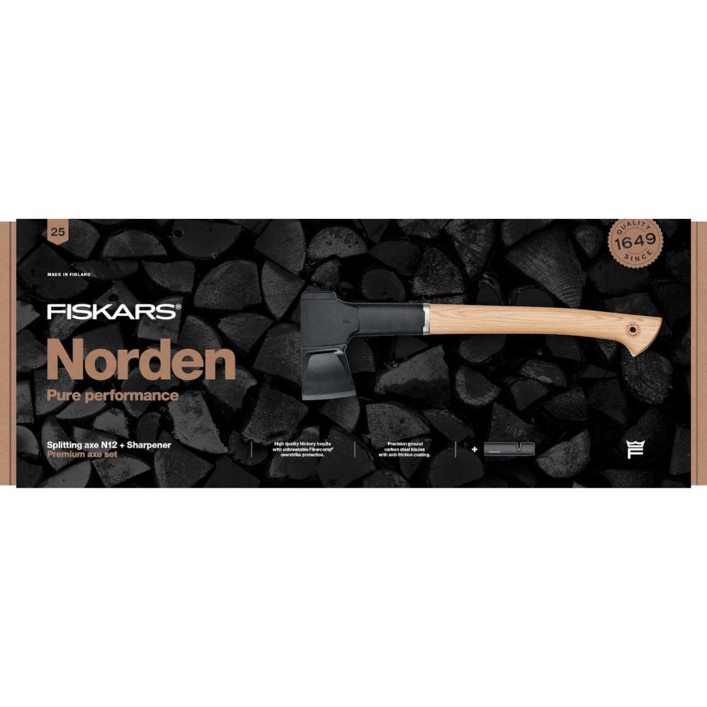 Fiskars Norden N12 halkaisukirves- ja teroitinsetti