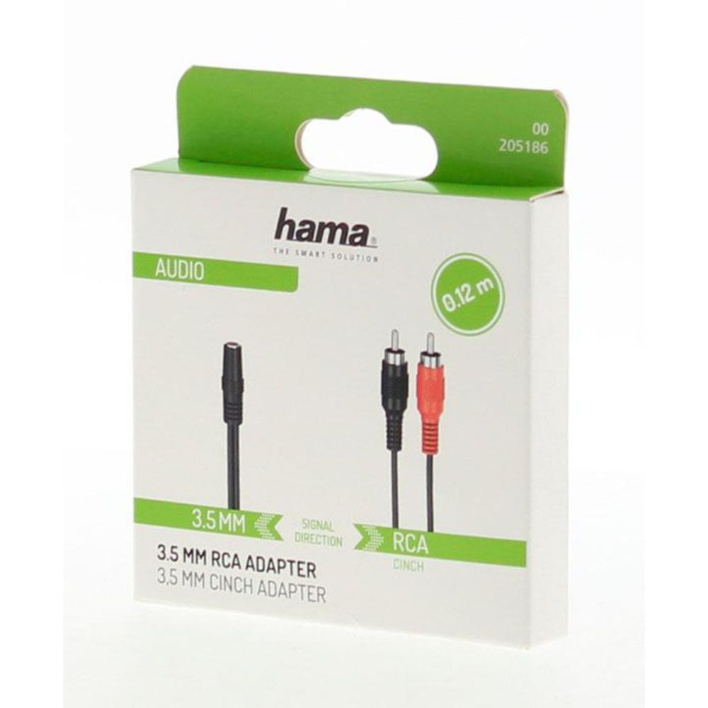 Hama Audioadapteri, 3,5 mm naaras - 2 x RCA uros, 0,12 m