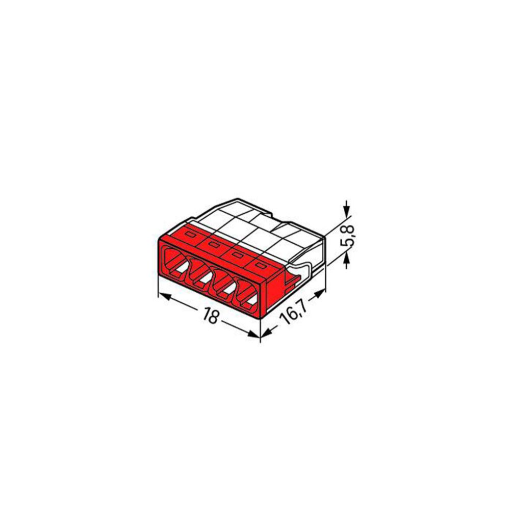Wago 4-napainen rasialiitin 0,5-2,5 mm² punainen 20 kpl