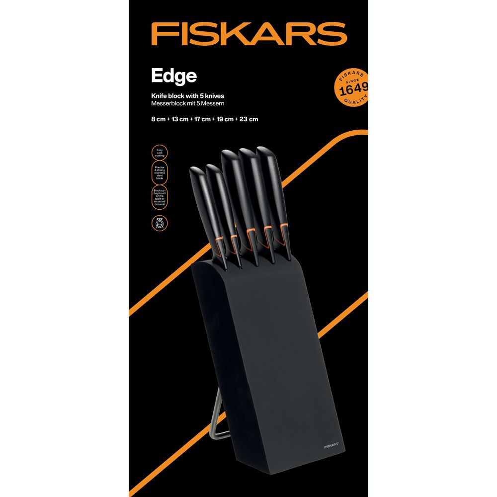 Fiskars Edge knivblock med 5 knivar