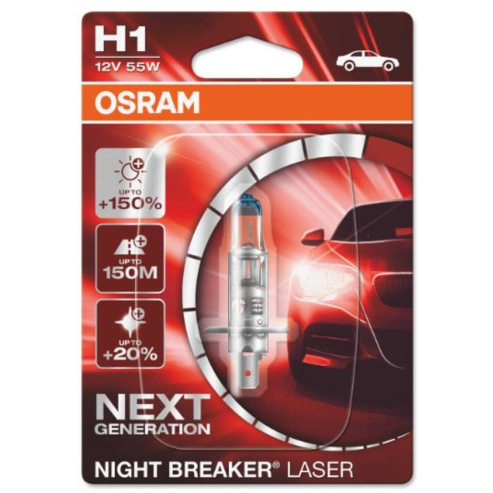 Osram Night Breaker Laser H1-polttimo +150% 12V / 55W