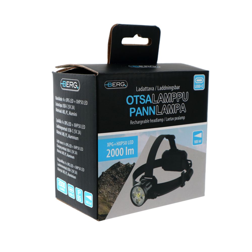 Berg XPG HXP50 LED-otsavalaisin 2000 lm ladattava