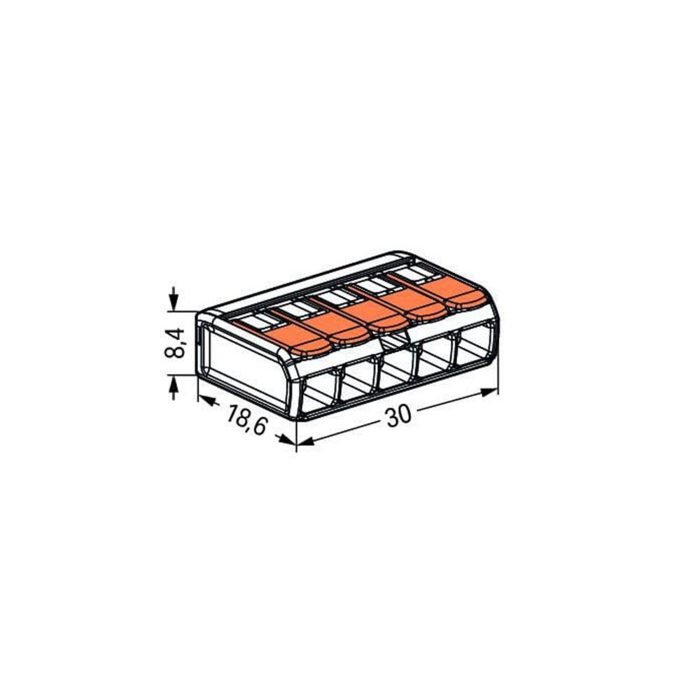 Wago 5-napainen vipuliitin 0,2-4 mm² 8 kpl