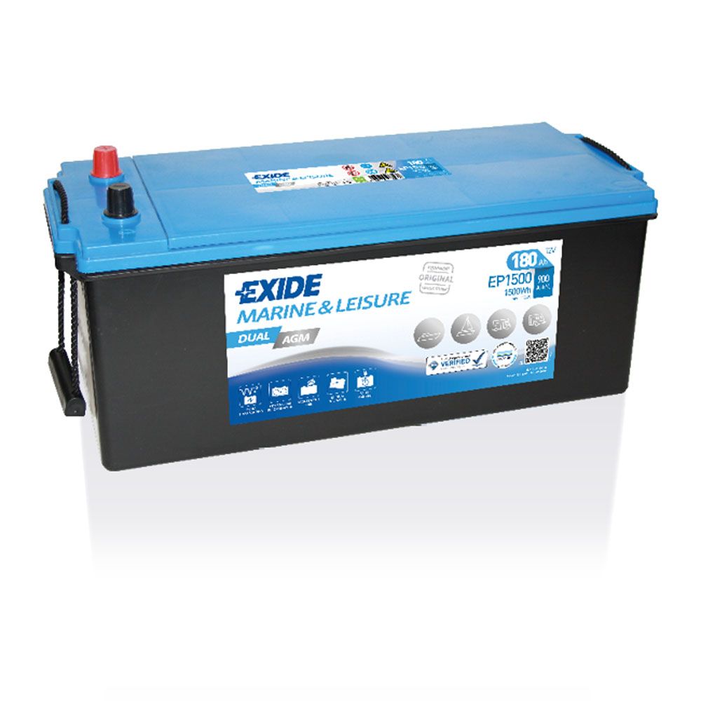 Exide Dual AGM EP1500 180 Ah/900 A 515 x 225 x 225 mm