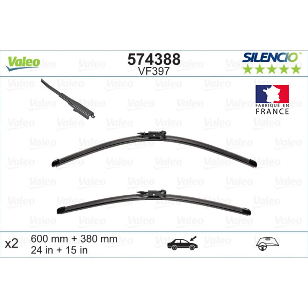 Valeo X-trm/AeroTwin VM397/VF397/A292S pyyhkijänsulkapari 60 + 38 cm