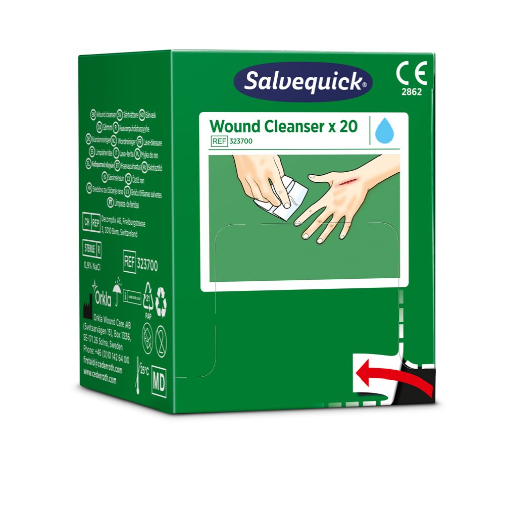 Salvequick sårtvättare (0,9 % NaCl, steril) 20 st.