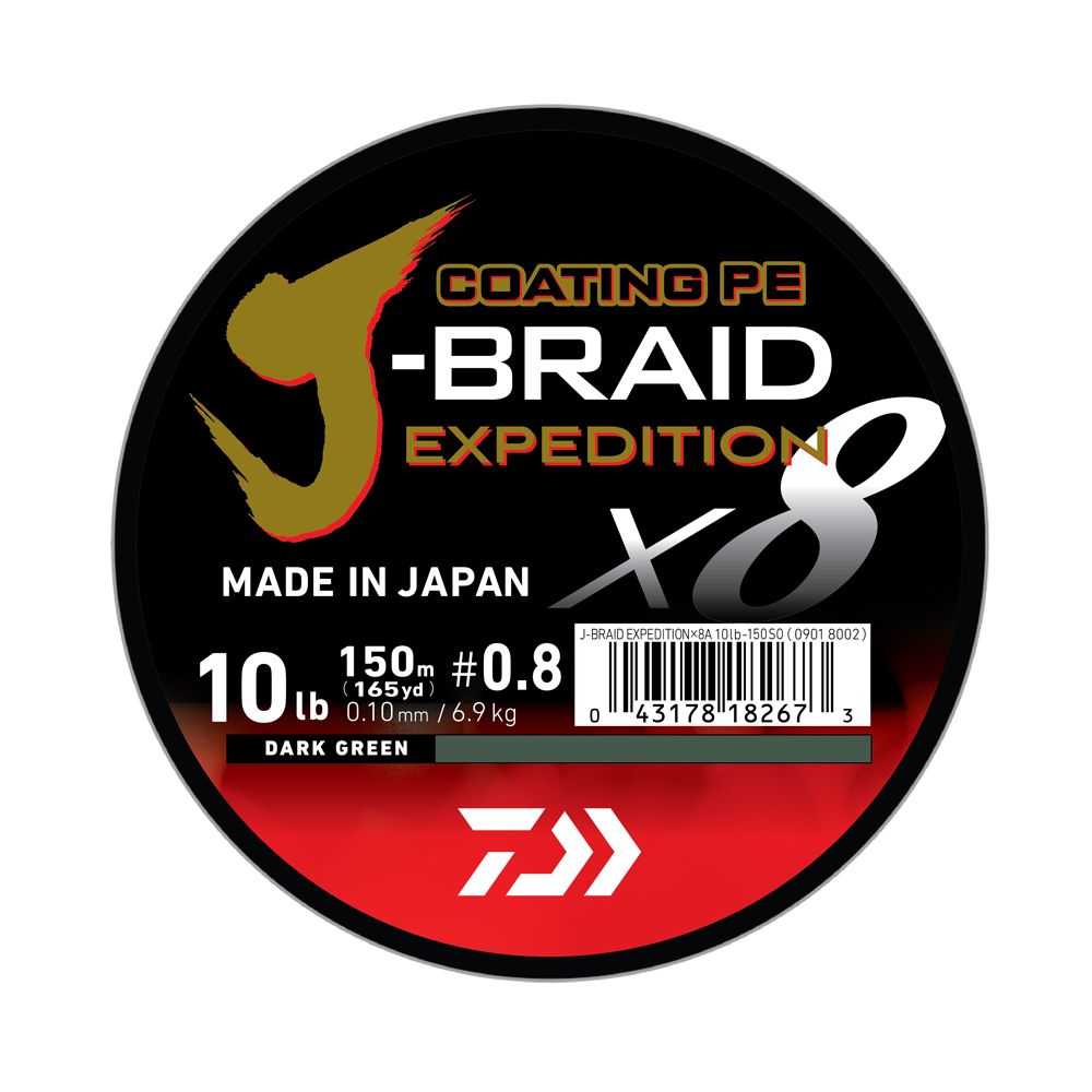 Daiwa J-Braid Expedition X8E flätlina 150 m Dark Green