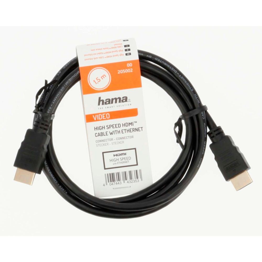 Hama HDMI kaabel, HDMI isane - HDMI isane, Ethernet, 1,5 m