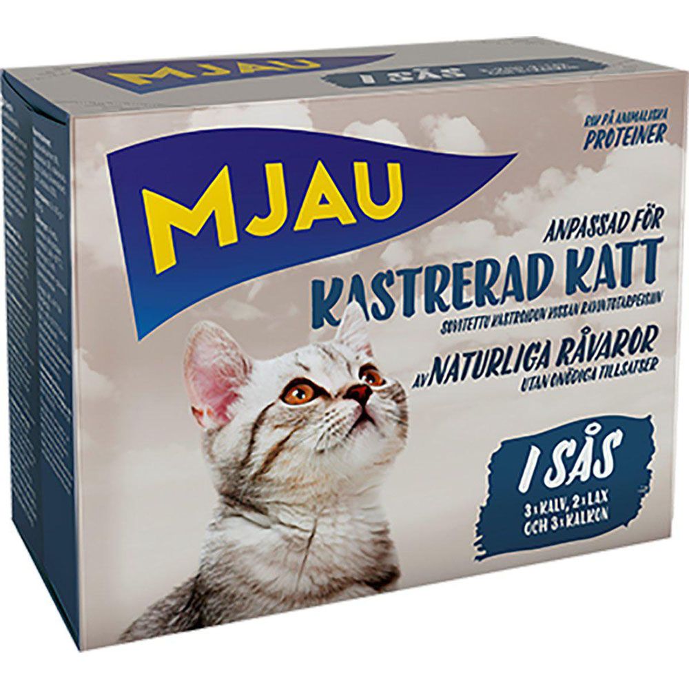 Mjau Pouch multibox för kastrerad katt 8 x 85 g